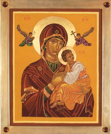 akathiste avec une icône passionnée de la Mère de Dieu